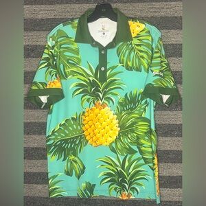 Rolo Golf Tropical Pineapple Print Hawaiian Polo Shirt Men’s Medium